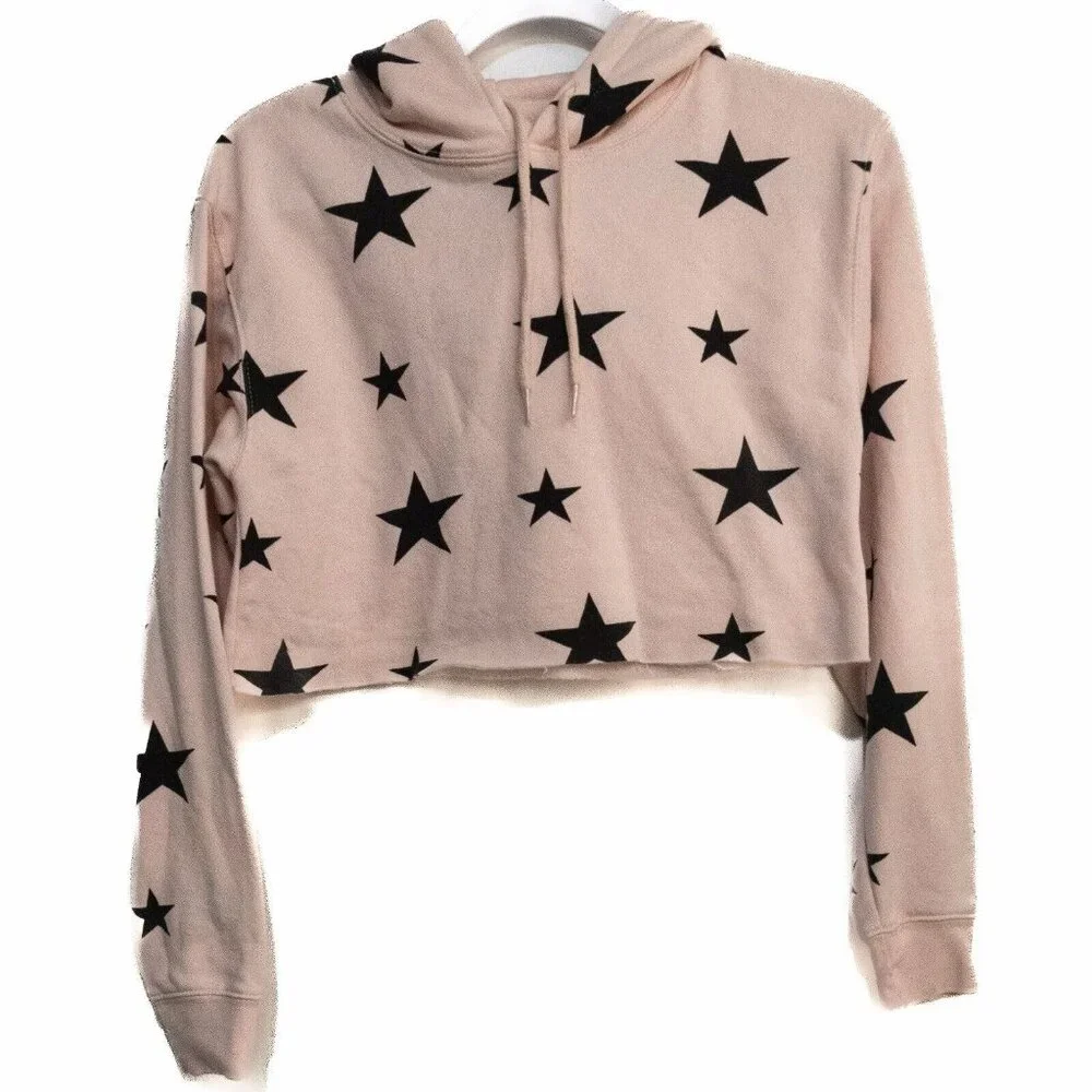 Southern Spirit Girls Pink Black Stars Hoodie Pullover Long Sleeve Size XS - Picture 2 of 7
